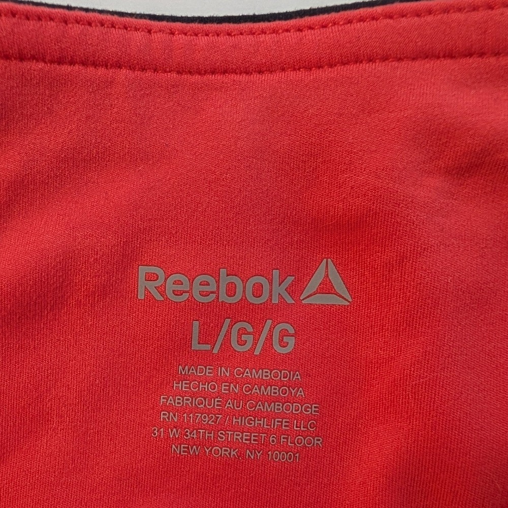 Reebok Fitted High Rise Shorts Womens L Coral Red Pockets Drawstring NWT - Picture 5 of 8